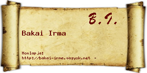 Bakai Irma névjegykártya